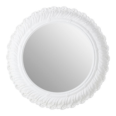 Orsina Plume Antique White Small Acanthus Leaf Wall Mirror from B&Q