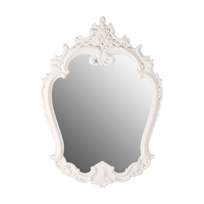 Orsina Antique White Rose Crest Wall Mirror,hanging Mirror,wall-Mounted Mirror With Decorative Leaf & Flower Motifs from B&Q