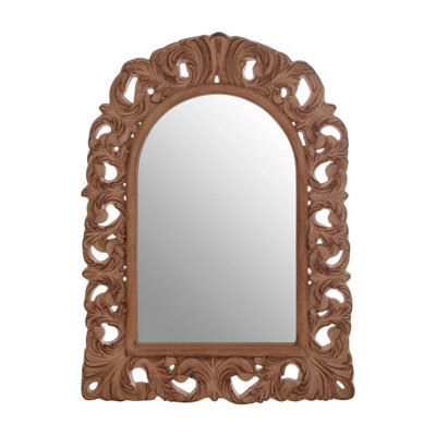 Orsina Antique Brown Arc Leaf Wall Mirror,classical Dressing Mirror,wall Mirror With Fleur-De-Lis & Leaf Details from B&Q