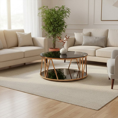 Premier Housewares Gold Interiors By Premier Elegant Round Rose Finish Coffee Table, Modern Decorative Coffee Table, Durable Modern Coffee Table 100Kg
