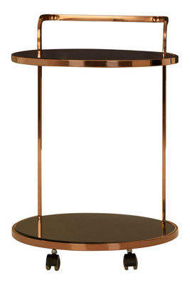 Orsina Versatile 2 Tier Rose Gold Finish Drinks TrolleyElegant Drinks Trolley For PartiesDurable Drinks Trolley from B&Q