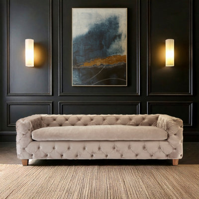 Orsina Functional Sturdy Coffee Velvet 3 Seat SofaStylish Mid Century Sofa For BedroomComfortable 3 Seater Sofa from B&Q