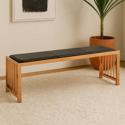 Orsina Contemporary Design Rose Gold BenchSleek Garden Bench For OutdoorLeather Upholstered Dining Bench from B&Q