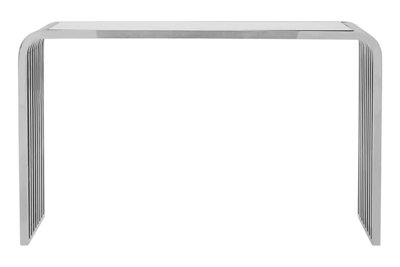 Orsina Luxe Glass Console Table With Mirrored Stainless Steel BasePolished Art Deco Hallway Console from B&Q