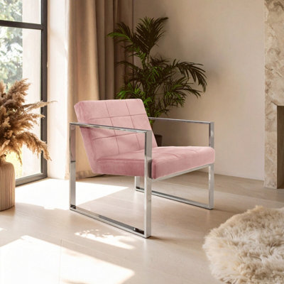 Orsina Pink Velvet Cocktail ChairEasy To Adjust Comfy ChairEffortless Cleaning Small Chair from B&Q