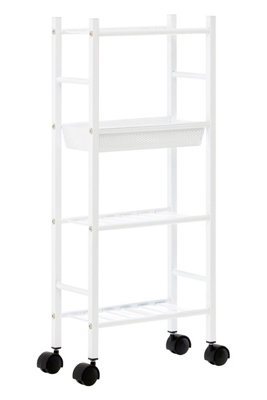 Orsina Dara 4 Tier White Trolley With Basket from B&Q