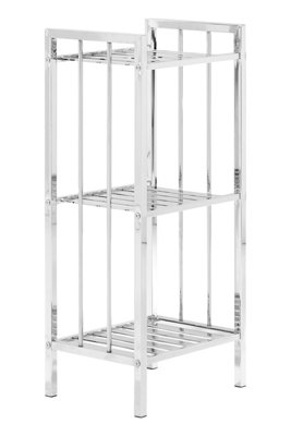 Orsina Contemporary 3 Tier Chrome Shelf Unit With Slatted SidesVersatile Large Shelving UnitDurable Shelf from B&Q