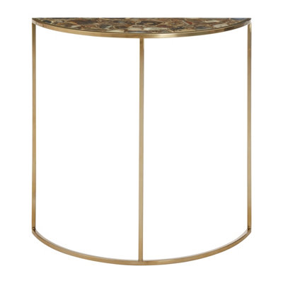 B&Q -  Vita Half Moon Console Table With Black Agate Top