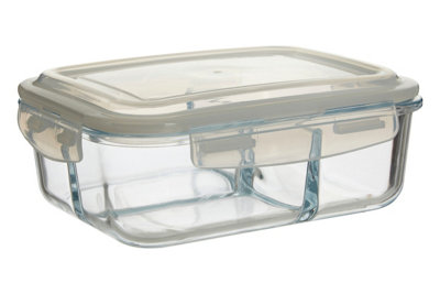 Orsina 3Section Rectangular Glass Container With Lid1520MlBorosilicate Glass With Airtight Silicone Seal from B&Q