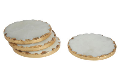 B&Q -  Empire Set Of 4 Round White Marble Coasters