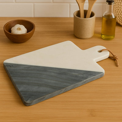 Premier Housewares Maison By Premier White And Grey Marble Serving Board from B&Q