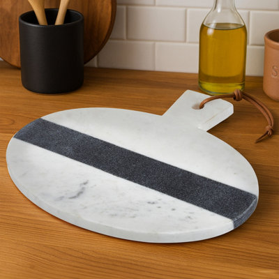 Orsina Bulgari White And Grey Marble Round Paddle Board - Grey - Image 4