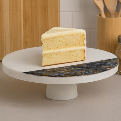 Orsina White Marble Round Cake Stand from B&Q