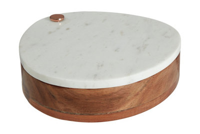 Orsina Monzaro White Marble And Wood Cheese Cutter And Board Set from B&Q