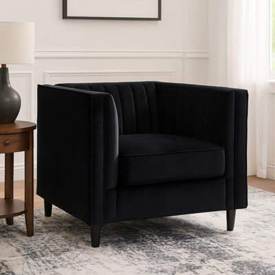 Orsina Farah Black Velvet Chair from B&Q