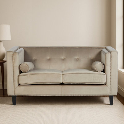 Orsina Felisa 2 Seat Mink Velvet Sofa from B&Q