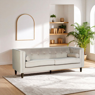Orsina Felisa 3 Seat Mink Velvet Sofa from B&Q