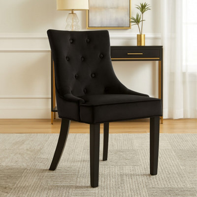 B&Q -  Black Velvet ChairEnchanting Sleep ChairEasy To Assemble Borg ChairComfy Dining Chair