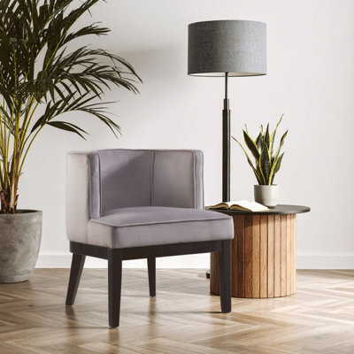 Orsina Light Grey Velvet ChairSupportive Backrest Lounge ChairVelvet Accent Chair from B&Q