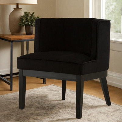 Orsina Black Velvet ChairSupportive Backrest Lounge ChairVelvet Accent ChairSpace-Saving from B&Q