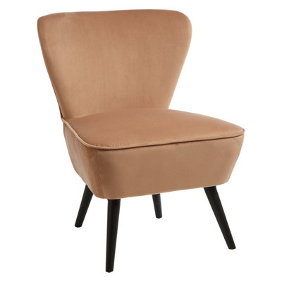 Orsina Natural Fabric Accent Chair Rubberwood Frame With Natural UpholsteryModern Retro Armchair from B&Q