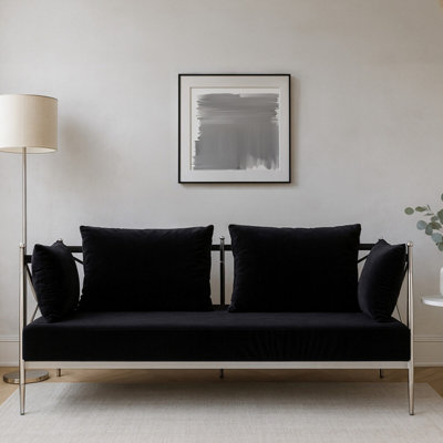Orsina Sturdy 2 Seat Sofa With Silver Lattice ArmsStylish Mid Century Sofa For BedroomSleek 2 Seater Sofa from B&Q