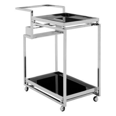 Orsina 3 Tier Elegant Trolley With Silver Finish Frame  Tempered Glass Shelves Garden Drinks Trolley For Parties from B&Q