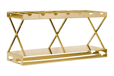 Orsina Space Saving 2 Tier 7 Bottle Gold Finish Wine RackElegant Bottle Rack For CupboardStylish Wine Rack from B&Q