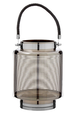 Orsina Raya Large Nickel Stripe Lantern from B&Q
