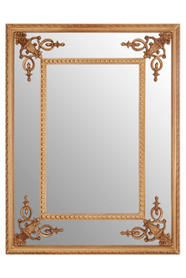 Orsina Neoclassical Design Gold Motifs Frame Wall MirrorElegant Hallway MirrorVersatile Large Modern Mirror from B&Q