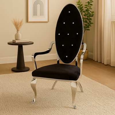 Orsina Luxurious Design Silver Baroque ChairComfortable Dining Chair For KitchenComfortable Velvet Dining Chair from B&Q