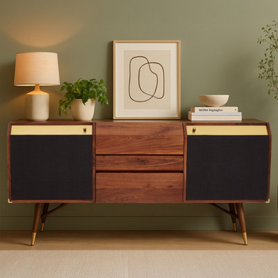 Premier Housewares Interiors By Premier Timeless Design Sideboard, Retro Appeal Sideboard For Hallway, Ample Storage Space Sideboard For Bedroom Black
