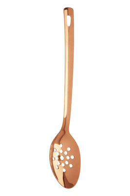 Orsina Rose Gold Finish Slotted Spoon,metallic Rose Gold Perforated Spoon,slotted Serving Spoon With Hanging Loop from B&Q