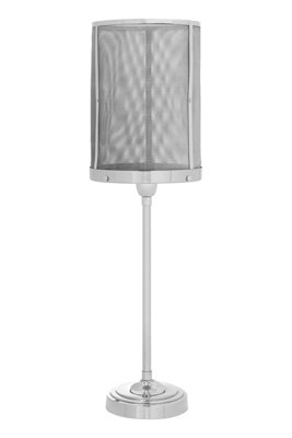 Orsina Silver Industrial Table LampCylindrical Mesh Shade Desk LampAluminium & Brass LightModern Lighting from B&Q