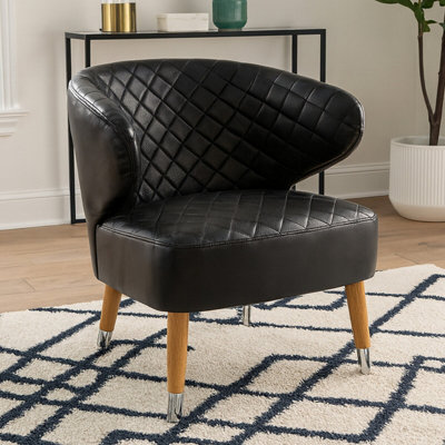 Orsina Elegant Design Black Faux Leather Wingback ArmchairMid Century Comfortable Armchair For Livingroom from B&Q