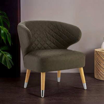 Orsina Mid Century Brown Faux Leather Wingback ArmchairElegant Design Comfortable Armchair For Livingroom from B&Q