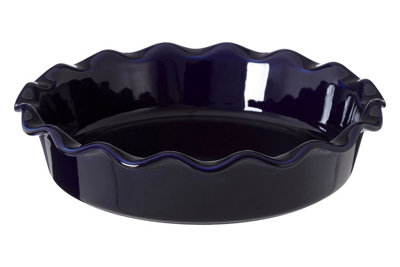 Orsina Functional Design Round Dish With Curved EdgesDurable Stoneware Bakeware For Oven To Table UseBlue from B&Q