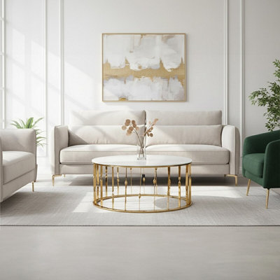 Orsina Arezzo Round Coffee Table With Gold Finish Frame from B&Q