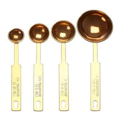 Orsina Gold Finish Measuring Spoons Set,stainless Steel Kitchen Spoons,metallic  Kitchen Tool,perfect For Baking from B&Q