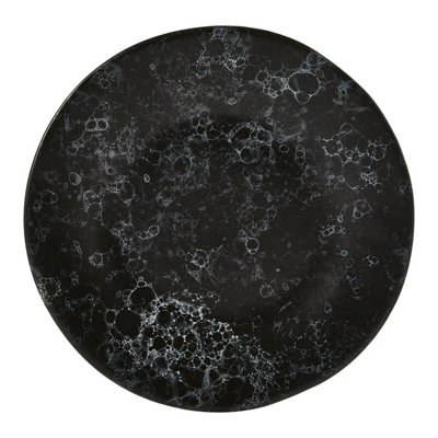 Orsina Small Marble Effect Side Plate,black & White Stoneware Snack Plate,ceramic Side Plate,perfect For Salads from B&Q