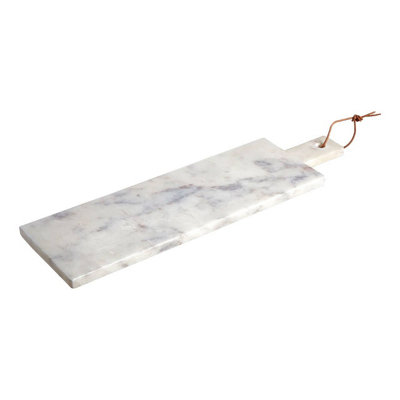 B&Q -  Interiors By Premier Medium White Marble Paddle Chopping And Serving BoardDurable Natural Stone Board