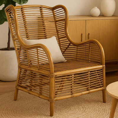 Orsina Grey Natural Kubu Rattan ChairEasy To Clean Kubu Rattan Dining Chair from B&Q