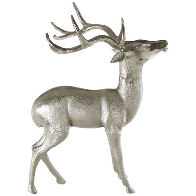 Orsina Nickel Finish Large Floor Standing Stag SculptureReflective Accent Stag SculptureChristmas Decor from B&Q