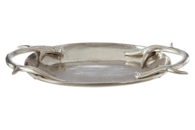Orsina Aluminium Serving TrayDinner Tray  With Metallic Antler HandlesChristmas Kitchen Tray For Gatherings from B&Q