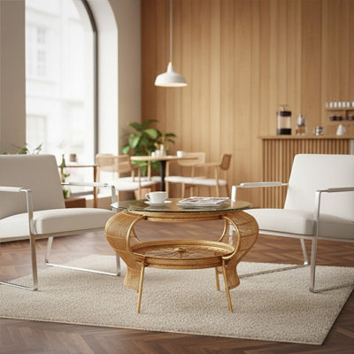 Orsina Mantis Gold Finish Table from B&Q