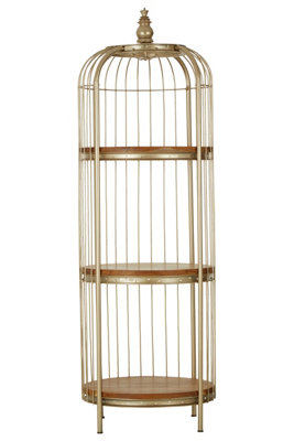 Orsina Versatile 3 Tier Champagne Gold Birdcage Shelf UnitDistinctive Design UnitDurable Modern Shelf Unit from B&Q