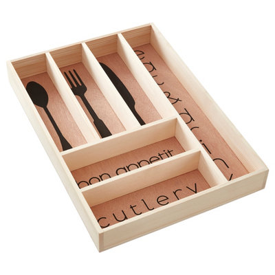 Orsina Wooden Cutlery DrawerKitchen Utensil Tray OrganizerNatural Flatware Drawer DividerModern Insert Tray from B&Q