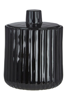 Orsina Ticino Brittany Black Glass Storage Jar from B&Q