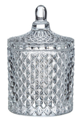 Orsina Diamond Storage Jar For Bathroom Shelf Patterned Cotton Bud Storage JarBathroom Cotton Swab Container from B&Q