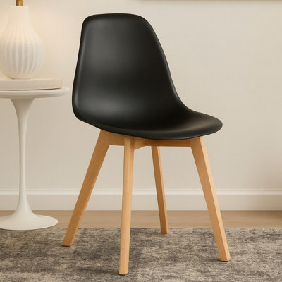 Orsina Black Chair With Beech Wood LegsComfortable Seating Leather Bar ChairSpace-Saver Leather Bar Chair from B&Q
